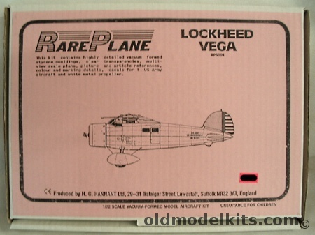 Rareplane 1/72 Lockheed Vega Y1C-17 US Army, RP5001 plastic model kit